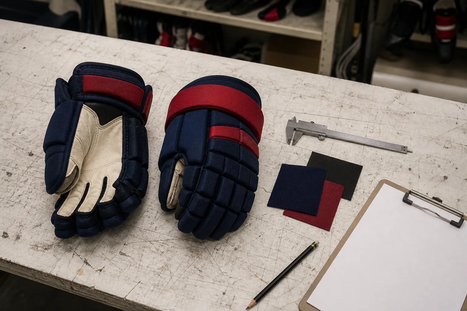 Hockey equipment sample review with specification documents