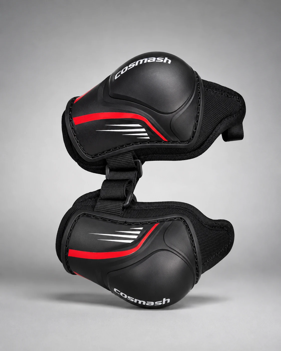 Black and red custom hockey elbow pad development sample