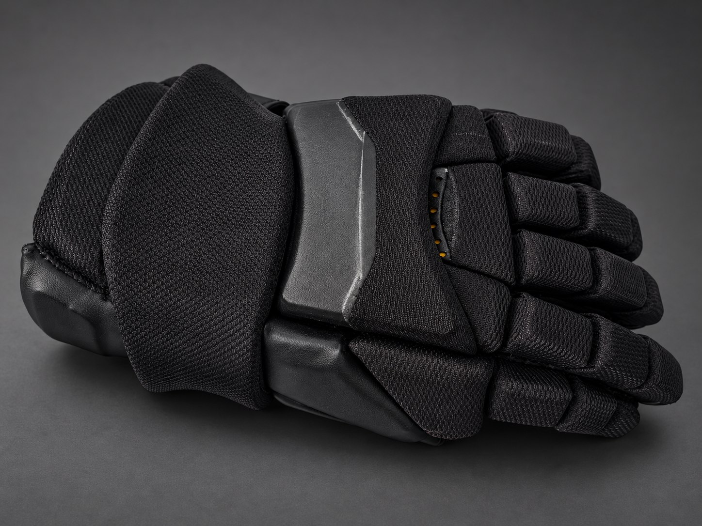 Black hockey glove construction visual based on a KSM physical sample